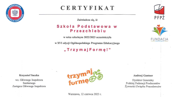 certyfikat trzymaj formę